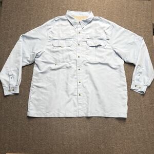 Habit Button Shirt Mens 2XL XXL Blue Long Sleeve Vented Roll Tab Fishing Outdoor